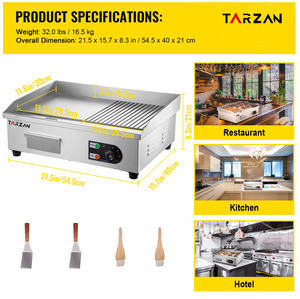 อุปกรณ์ครัวเชิงพาณิชย์สำหรับ<span class=keywords><strong>ร้าน</strong></span><span class=keywords><strong>อาหาร</strong></span>ฟาสต์ฟู้ด โรงแรมอุตสาหกรรมทาร์ซาน ชุดเตาไฟฟ้าแบบแผ่นรีด - Product Image 3