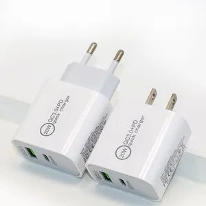 USB C QC3.0 מתאם מטען כפול יציאות סוג-c pd 20W מטען תקע תיבת כבלים טלפון מיני מטען נסיעות סט ערכת טעינה מהירה