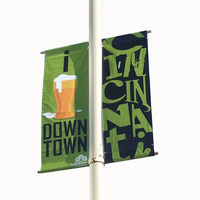 Drapeaux et bannières publicitaires d'extérieur, impression personnalisée grand format, bannière double face pour poteau d'éclairage, signalisation publicitaire