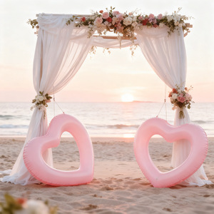 Flotador Inflable Personalizado en Forma de Corazón, 95x105cm, Color Rosa Sólido, para Adultos, Juegos Acuáticos - Product Image 3