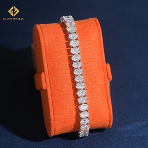 Bracelet tennis ZUANFA JEWELRY en moissanite taille ovale 4*6MM, argent 925 plaqué rhodium, unisexe, luxe - Product Image 1