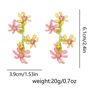 ต่างหูเพชรเซอร์คอนสีตัดกันสำหรับผู้หญิงทำจากน้ำมันผสมแบบหยดขนาดเล็ก - Product Image 2