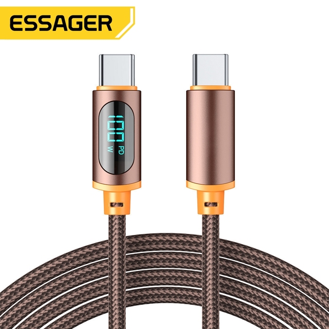 Essager 2022 LED Digital Display PD Hot 100w Led Usb Cable Usb C Cable Led Digital Display 5A Type C to C