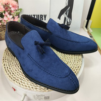 Mocassins à pampilles en faux daim à bout pointu, décontractés et élégants, pour hommes