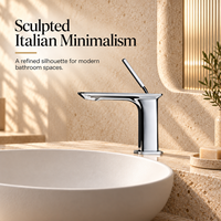 Robinet de lavabo monotrou en chrome poli, mitigeur monocommande à poser pour évier de comptoir moderne