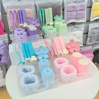 Kit de 9 rouleaux à cheveux auto-agrippants pour coiffure, boucleur de franges, pince à cheveux fleurie, sans chaleur, accessoires pour cheveux volumineux, pour la création de coiffures
