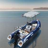 Nouveau design 2026 : Ensemble moteur et bateau pneumatique semi-rigide Hypalon, modèle double, 4,7 m de long, en fibre de verre et PVC, avec console centrale - En promotion