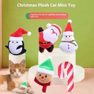 Serie navideña <span class=keywords><strong>Catnip</strong></span> juguetes pequeños de peluche lindo juguete para perros con forma de hueso bordado y función chirriante suministros para mascotas - Product Image 4