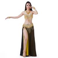 Costume de performance sexy pour femme, robe de danse indienne, ensemble soutien-gorge, cache-bras, collier et ceinture, costumes de pratique de danse pour étudiants