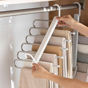 Cintre multifonctionnel antidérapant en acier inoxydable pour pantalons, pliable, télescopique, multicouche, spécial ménage, salon - Product Image 1