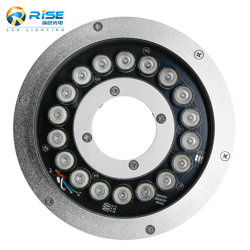 RGB 54W 24W IP68 Stainless Steel Outdoor Submersible DMX LED Underwater Fountain Ring Lights for Pools and Fountains