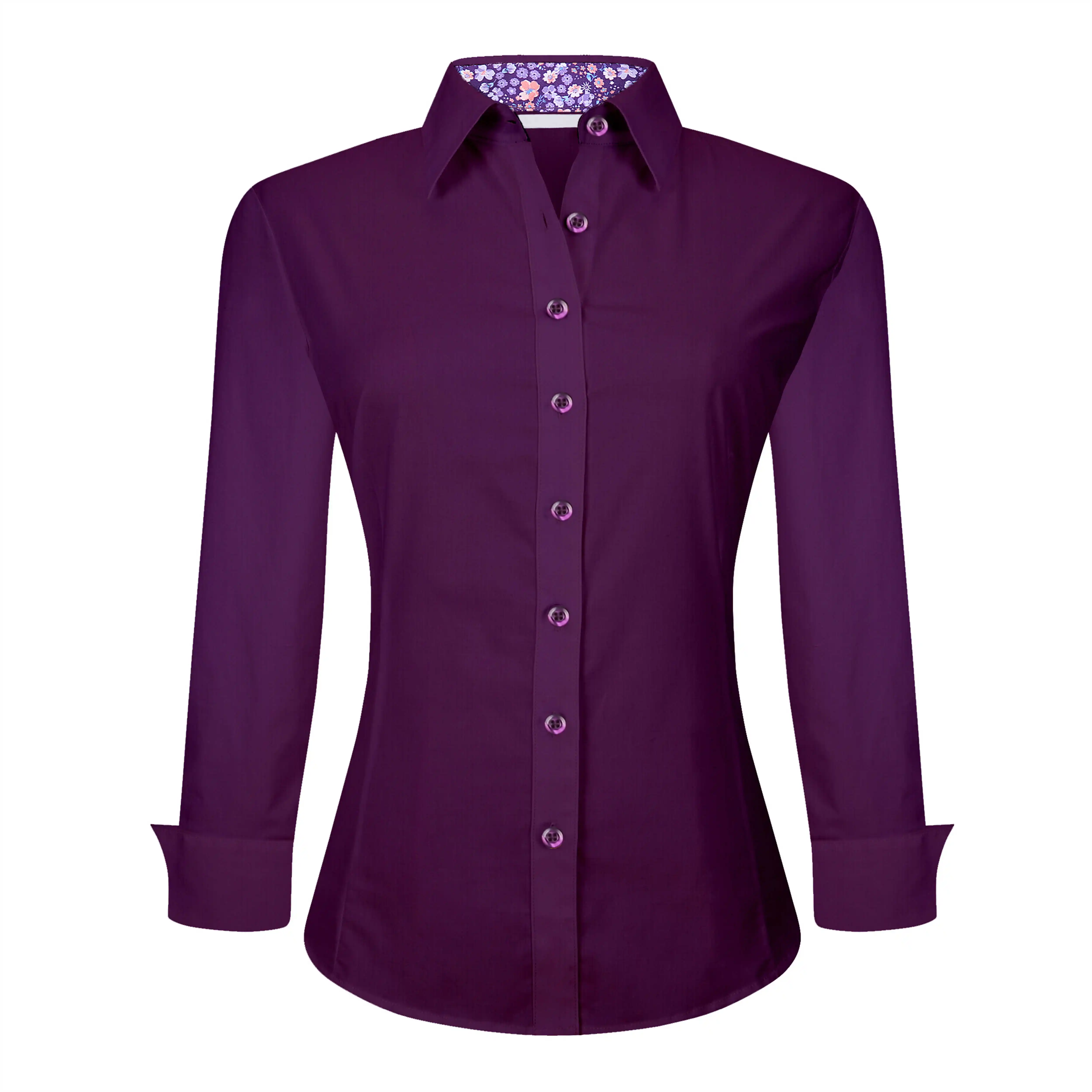 OEM/ODM Camisa Para Mujeres Spring Female Blouse Purple Long Sleeve Loose Office Ladies Blouses shirt