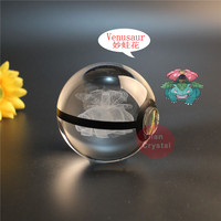 Serie de dibujos animados Venusaur K9 Crystal Pokeball Ball Regalo de recuerdo de vidrio duradero con luz de noche LED para decoración del hogar