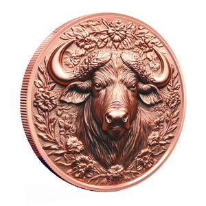 Hoog reliëf 3D 999 puur koper 1 troy ounce dierenmunt medaille collectie groothandel Afrikaanse buffel wildbescherming munt - Product Image 2