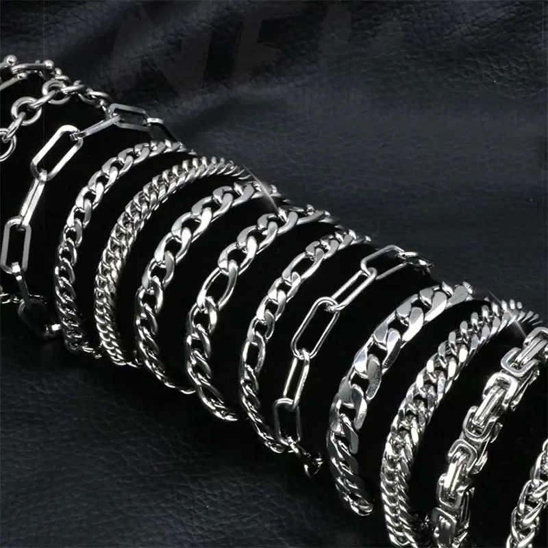 RINNTIN SB recherche de bijoux pour hommes Bracelet de chaîne à maillons cubains Pulsera personnalisé pour hommes Hip Hop Bracelet de chaîne en argent Sterling 925