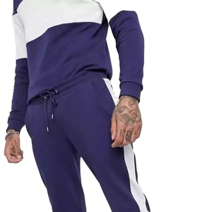 Venta al por mayor de logotipo personalizado de 2 piezas de color azul claro oscuro con capucha impresa Joggers conjunto de Sudadera con capucha unisex conjuntos para los hombres - Product Image 4