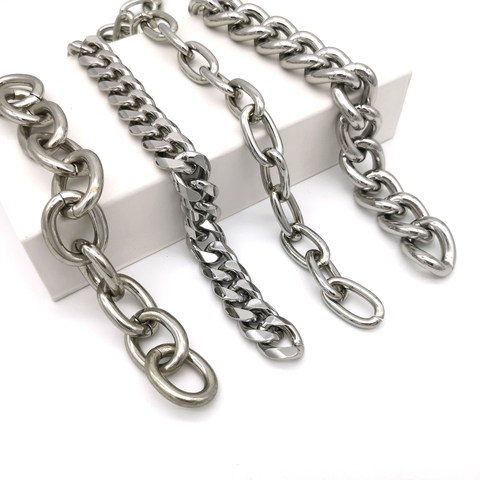 High Quality  Zinc Alloy Chains for Bags Accessories Purse Shoulder Handbag Chain Strap Curb Black Metal Lady Chains Bag
