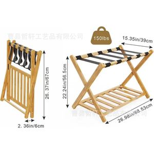 Support de rangement pour bagages en bois, double couche, pliable, sur pied, pour chambre d'hôtel - Product Image 4