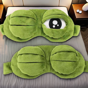 Maschera per Dormire Divertente con Espressione di Rana Triste, Accessorio Creativo in Peluche per Feste - Product Image 2