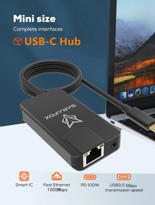 Sarafox 5 en 1 USB-C 3,5 mm Audio avec réseau RJ45 1000 Mbps Chargeur rapide PD 100 W pour iPad série iPad Pro 2024 - Product Image 4