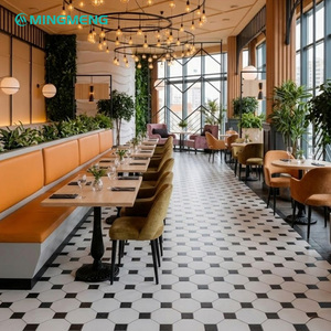 Commercial Dining Furniture Modern L-shape restaurant booth Wood frame high-density <b>foam</b> seating Commercial dining furniture - Product Image 2