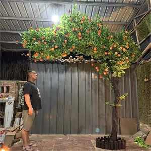 <span class=keywords><strong>Arbre</strong></span> décoratif d'extérieur en plastique, imitation fruits (pomme, orange, <span class=keywords><strong>kaki</strong></span>, grenade, banane, pêche) avec effet floqué pour aménagement paysager - Product Image 4