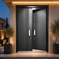 Porte blindée en acier 2026, gris foncé, texture rocheuse, verrouillage multipoints, panneau intelligent, taille personnalisée, OEM CE NFRC, directement de l'usine