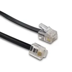 2m de cobre blindado 2 par gota de Rj9 Rj12 4p4c Rj11 macho <span class=keywords><strong>Cable</strong></span> de teléfono, <span class=keywords><strong>Cable</strong></span> de puente para teléfono fijo máquina de Fax - Product Image 1