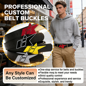 Cinturón <span class=keywords><strong>de</strong></span> <span class=keywords><strong>Cuero</strong></span> Genuino Negro <span class=keywords><strong>con</strong></span> Hebilla <span class=keywords><strong>de</strong></span> Metal Esmaltada en Colores y Logotipo Estampado, Diseño <span class=keywords><strong>de</strong></span> Marca Personalizado <span class=keywords><strong>con</strong></span> MOQ Bajo - Product Image 1