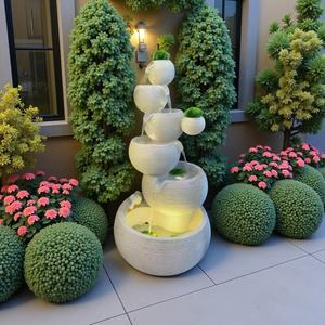 कस्टम 6-टियर सौर ऊर्जा संचालित प्रकाश आउटडोर फव्वारा लक्जरी कृत्रिम राल वाटरफॉल प्रतिमा सजावट - Product Image 5