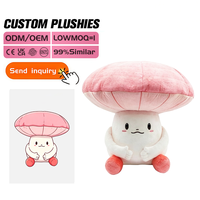 Fabricant OEM de jouets en peluche personnalisés en coton PP, incluant des figurines humaines en peluche douce en forme de champignon, avec conception sur mesure pour entreprises et faible MOQ