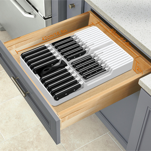 Large In-Drawer <b>Plastic</b> Steak Knife <b>Block</b> Roll Bags Eco-Friendly Durable 20-Piece Kitchen Organizer for Family Use Convenient - Product Image 1