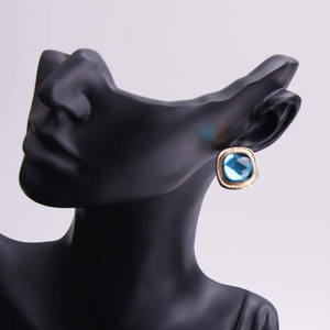 2 pz classico blu perla di <span class=keywords><strong>cristallo</strong></span> orecchini esagerati gioielli Vintage splendido palazzo pendenti clip orecchio per la festa delle donne - Product Image 5