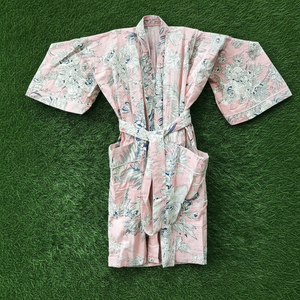 Robe Cardigan à séchage rapide unisexe imprimé floral 100% coton Robe longue Kimono Peignoir décoration minimale été hiver porter demoiselles d'honneur - Product Image 1