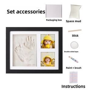 Cadre <span class=keywords><strong>photo</strong></span> personnalisable pour empreintes de mains et de pieds de bébé, présentoir de table fait main pour bébé, <span class=keywords><strong>couple</strong></span>, animal de compagnie, boîte à souvenirs en bois personnalisable - Product Image 4