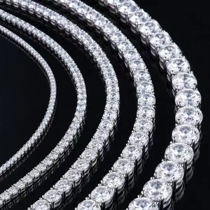 Price Hip Hop Moissanite Necklace 925 Sterling Silver <b>Iced</b> <b>Out</b> 2mm 3mm 4mm Moissanite Tennis <b>Chain</b> Necklace - Product Image 5