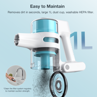 Aspirateur à main sans fil MOOSOO S6 Home avec haute aspiration 21000pa et puissance pour aspirateur de tapis