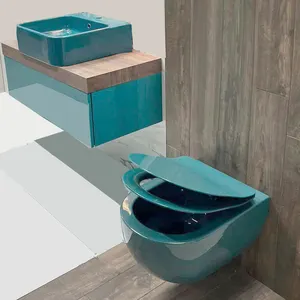 Parel Groen Wc Geglazuurd Toilet Badkamer Muur Hing Wastafel Verborgen Sanitaire Dual Flush Cisterne Draagbare Vat Combo Ijdelheid Unit