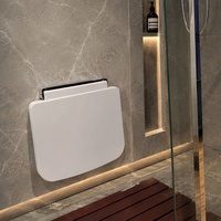 Siège de douche mural pliable blanc au design moderne, finition chromée, durable, pour salle de bain, garantie 5 ans