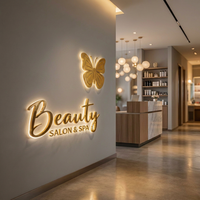 Enseigne LED rétroéclairée personnalisée pour extérieur, logo d'entreprise 3D en métal et acrylique, enseigne LED pour salon de beauté