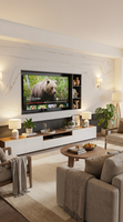 Niche TV moderne en acier inoxydable noir mat avec éclairage LED, niche murale encastrée pour la décoration et l'affichage dans le salon