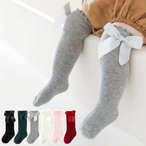 Calcetines de Algodón para Bebés, <span class=keywords><strong>con</strong></span> Lazo, Estilo Español, para Niñas Pequeñas, para Fiestas, Escolares, Elásticos, Hechos a Mano, <span class=keywords><strong>con</strong></span> Lazo, Hasta la Rodilla - Product Image 1