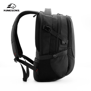 Kingsons Laptop <b>Backpack</b> <b>Black</b> Large Capacity Business Travel Unisex Shoulder Straps Solid Color - Product Image 1