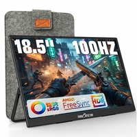 Moniteur portable 18,5 pouces 100Hz FHD 1080P Écran IPS 120 SRGB Affichage externe pour ordinateur portable FreeSync avec support pour PS4 Gamer