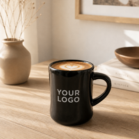 Mug rétro de style diner 310 ml avec logo personnalisé OEM, vente en gros, souvenir de Paris, tasse à café en céramique, mug robuste à étiquette privée