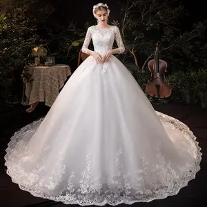 Robe de mariée élégante en dentelle blanche pure, nouveau style 2022