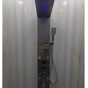 Ensemble de douche à jets d'eau série 6501, pommeau de douche suspendu avec lumières LED, en titane noir brossé, acier inoxydable 304 - Product Image 2