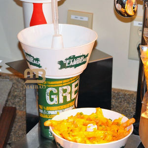 <span class=keywords><strong>Bar</strong></span> PP écologique imprimé personnalisé Stadium to <span class=keywords><strong>Go</strong></span> 2 en 1 Thé glacé Fruit Punch Soda Cola Mangez et buvez Gobelet en plastique avec cuve à collation - Product Image 2