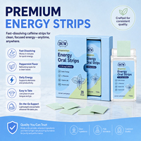 Stock OKTW Bandelettes buccales énergétiques à la caféine 50mg B6 B12, pour soutien énergétique et de la concentration, supplément à dissolution rapide