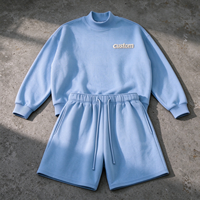 Setelan Sweatshirt Pria 2 Potong, Bahan Tebal 400-450GSM, Ukuran Besar, Model Longgar, Label Pribadi Khusus untuk Pria